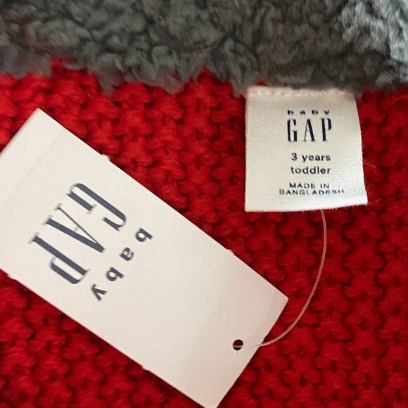 New Gap Toddler Mockneck Cable-Knit Red Sweater Boy's Size 3T - Picture 5 of 8